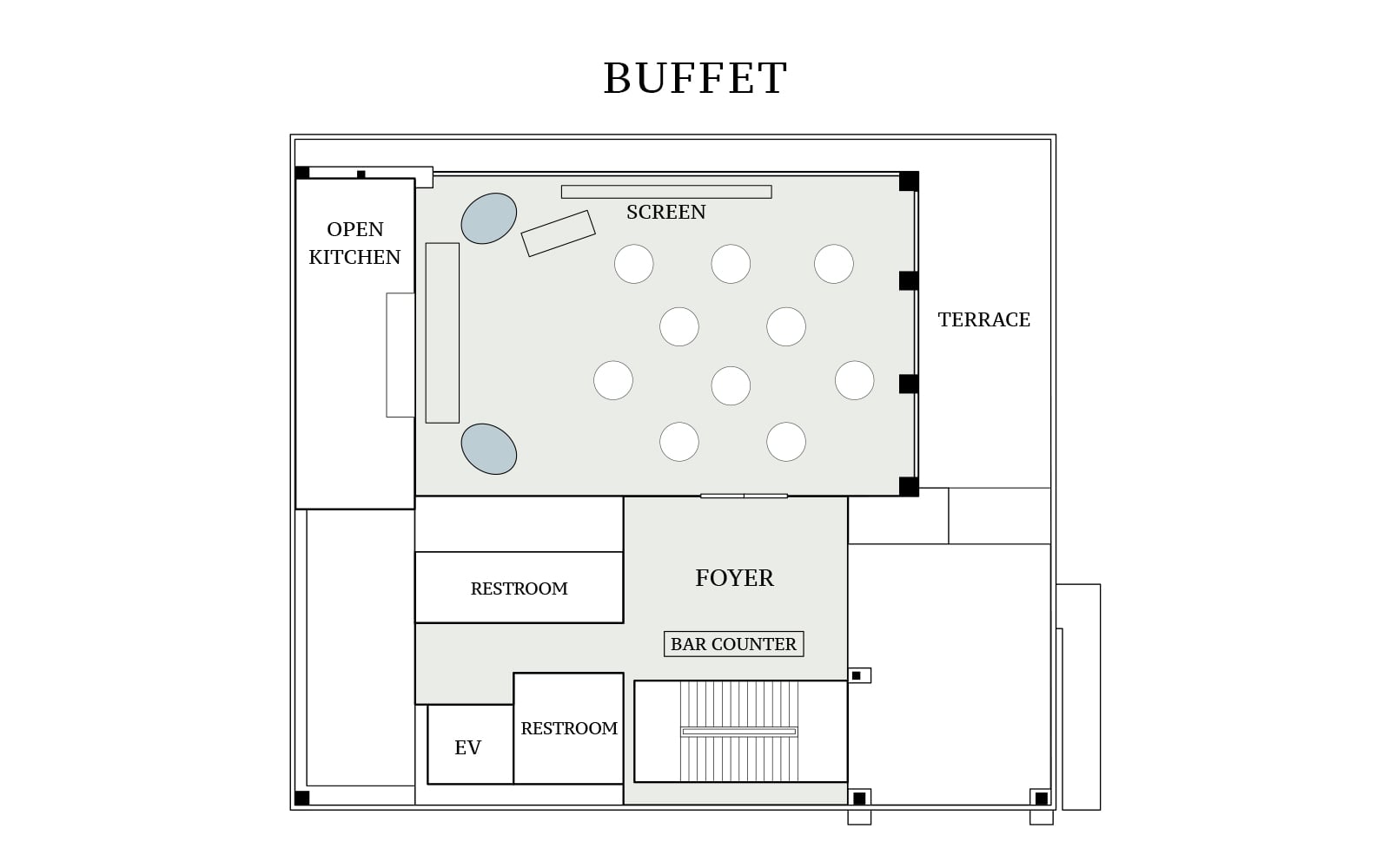 マグノリアルーム　立食平面図